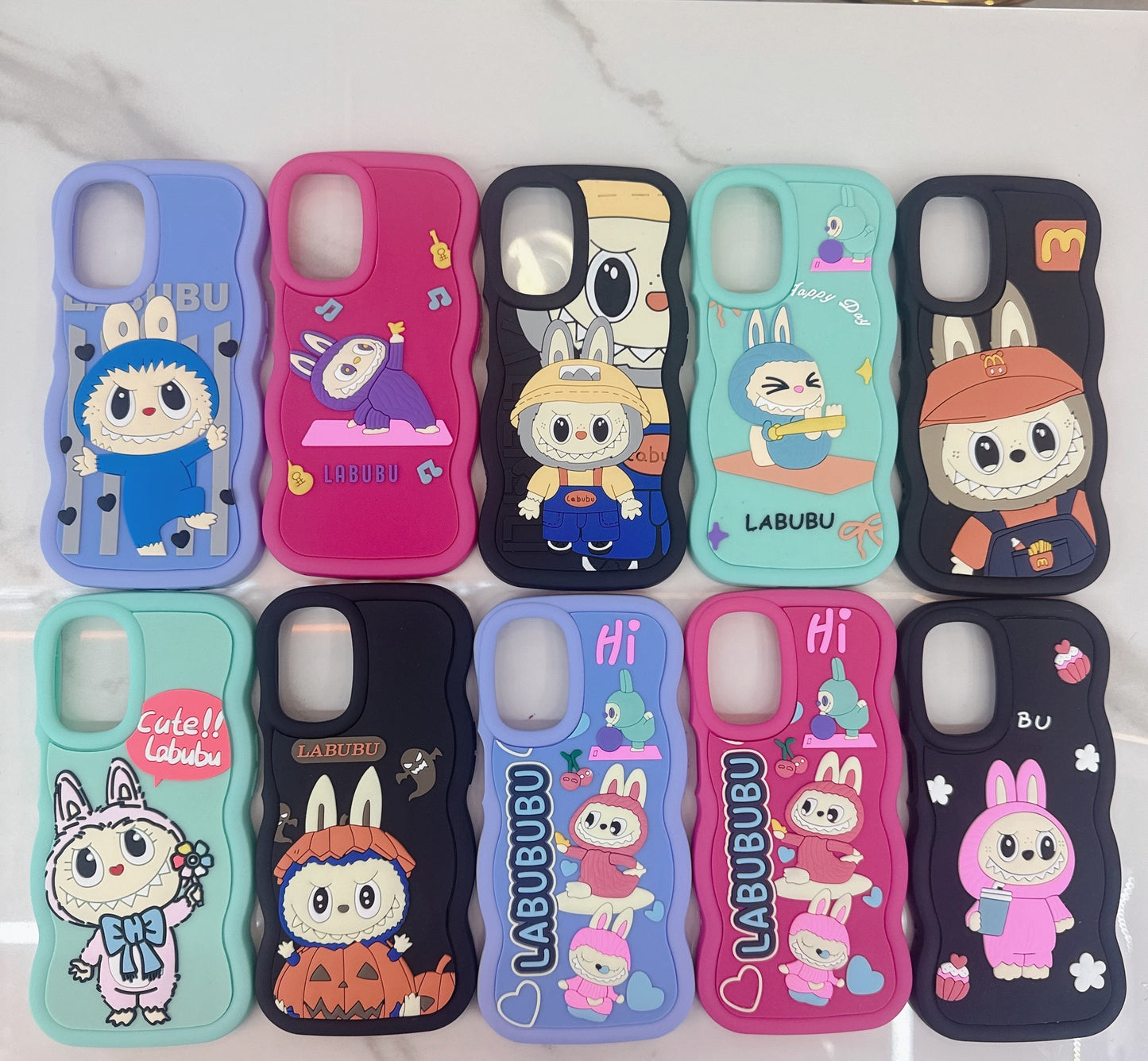 3D Wave Cute Cartoon Silicon Labubu Mobile Phone Cases Samsung