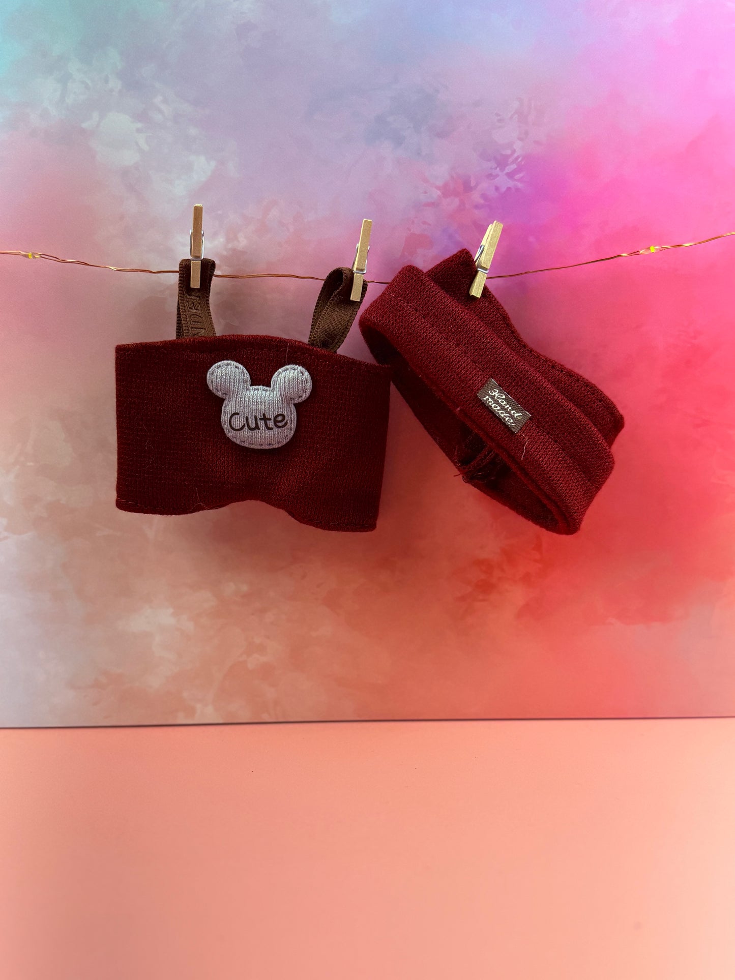Crimson Beanie & Teddy‑Knit Ensemble
