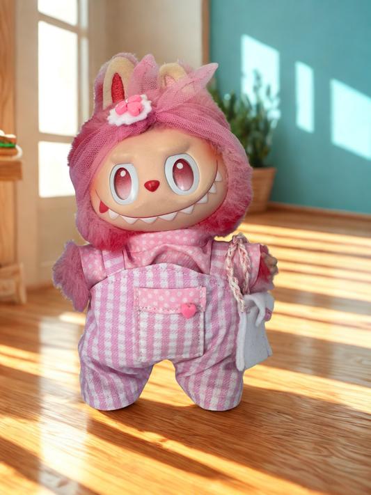 Labubu Clothes - Gingham Pink Cutie