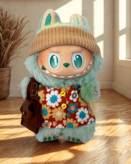 Labubu Clothes - Floral Button-Up & Satchel