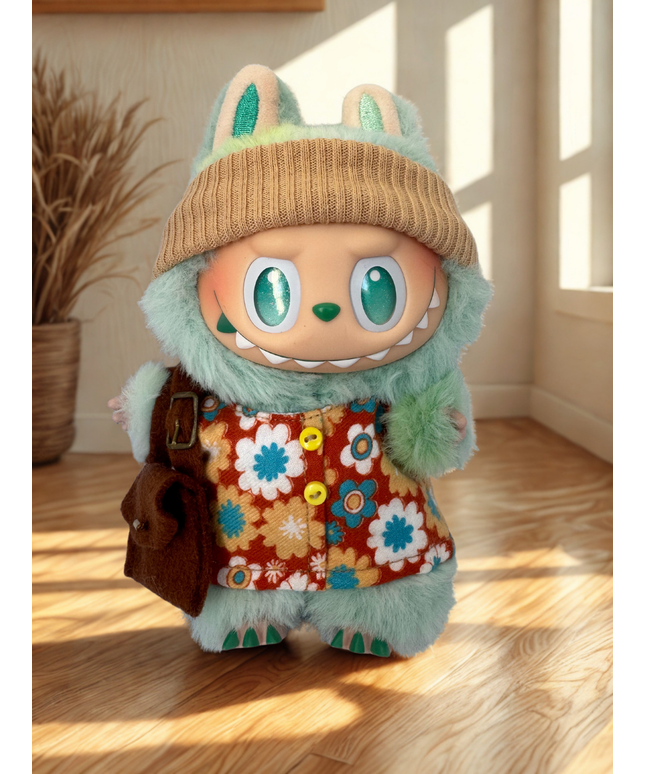 Labubu Clothes - Floral Button-Up & Satchel