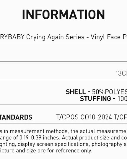 SALE - CRYBABY Crying Again Vinyl Face Plush Pendant