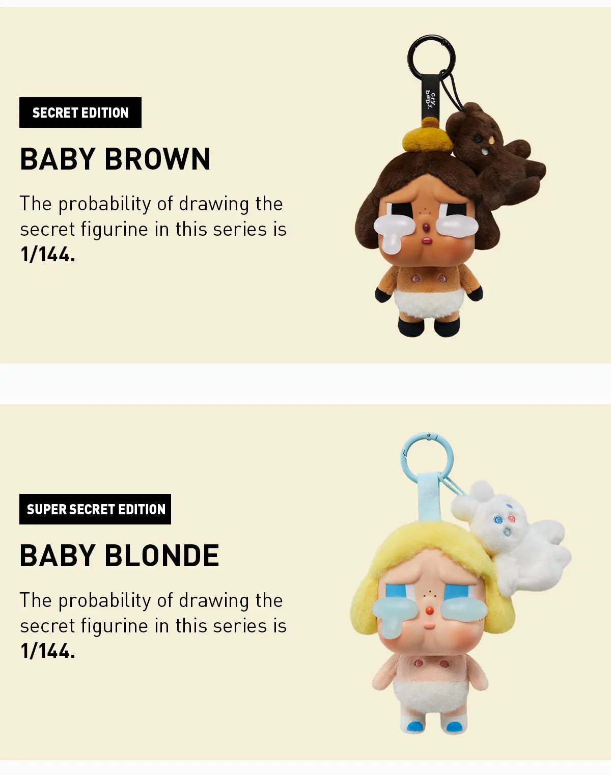 SALE - CRYBABY Crying Again Vinyl Face Plush Pendant