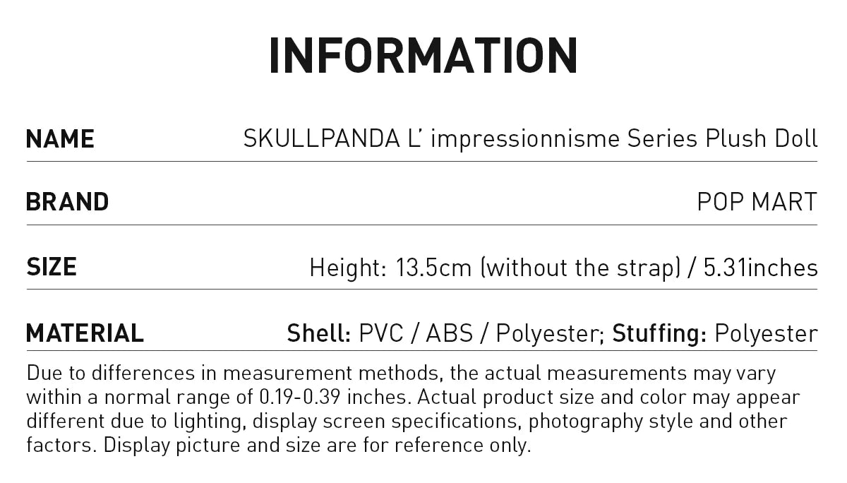SKULLPANDA - L'impressionnisme  Plush Doll Blind Box