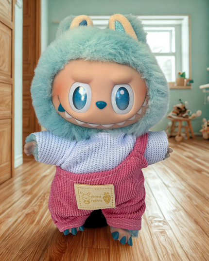 Labubu Clothes - Pastel Corduroy Overalls