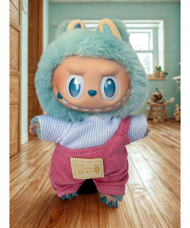 Labubu Clothes - Pastel Corduroy Overalls