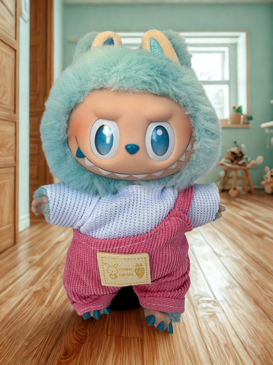 Labubu Clothes - Pastel Corduroy Overalls