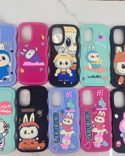 3D Wave Cute Cartoon Silicon Labubu Mobile Phone Cases Samsung