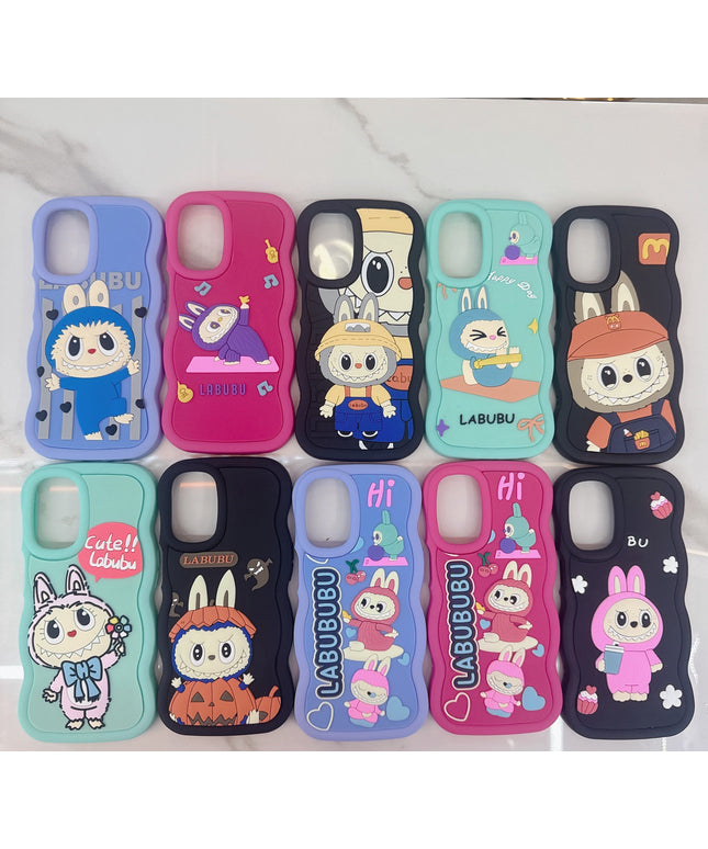 3D Wave Cute Cartoon Silicon Labubu Mobile Phone Cases Samsung