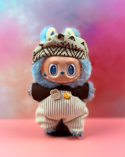 Fair‑Isle Turban & Cream Rib Knit Onesie