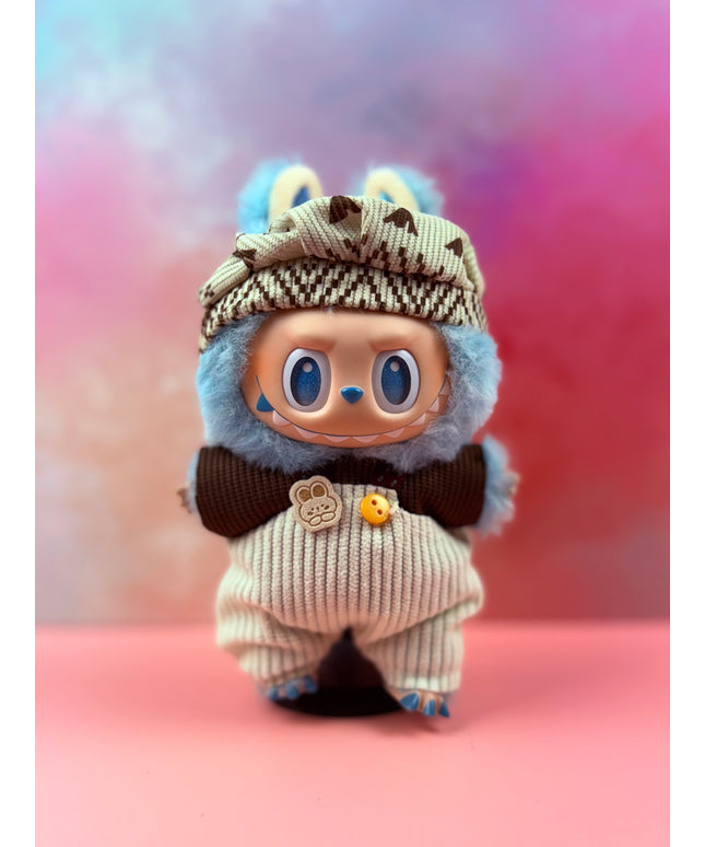 Fair‑Isle Turban & Cream Rib Knit Onesie