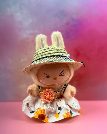 Straw Sunhat & Floral Lace Dress