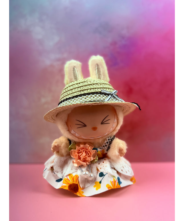 Straw Sunhat & Floral Lace Dress