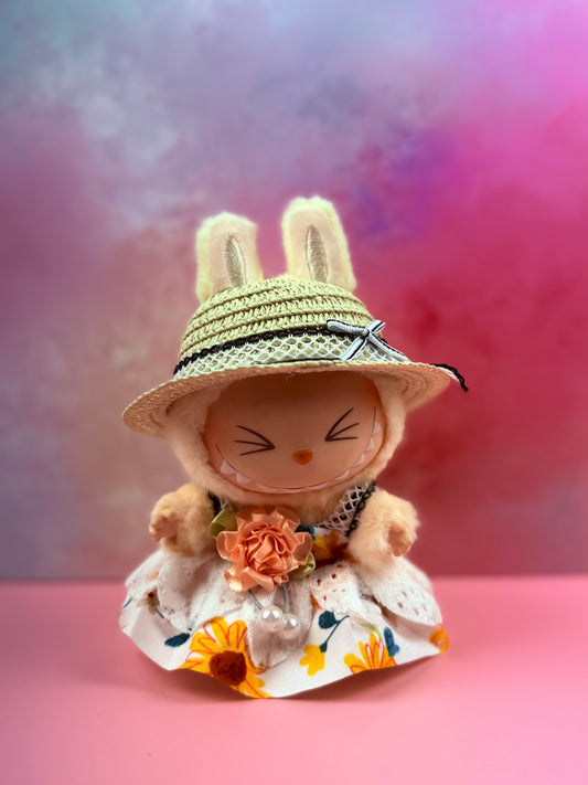 Straw Sunhat & Floral Lace Dress
