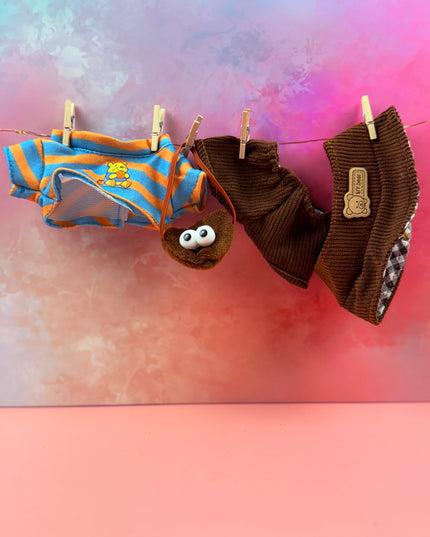 Gingham‑Brim Visor & Pooh‑Stripe Corduroy